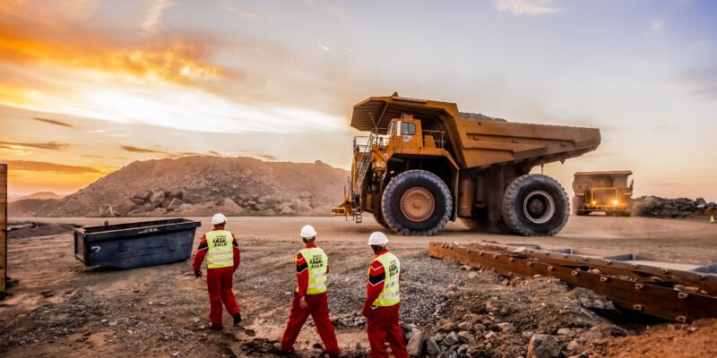 Logistics network with trucks and cranes